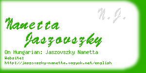 nanetta jaszovszky business card